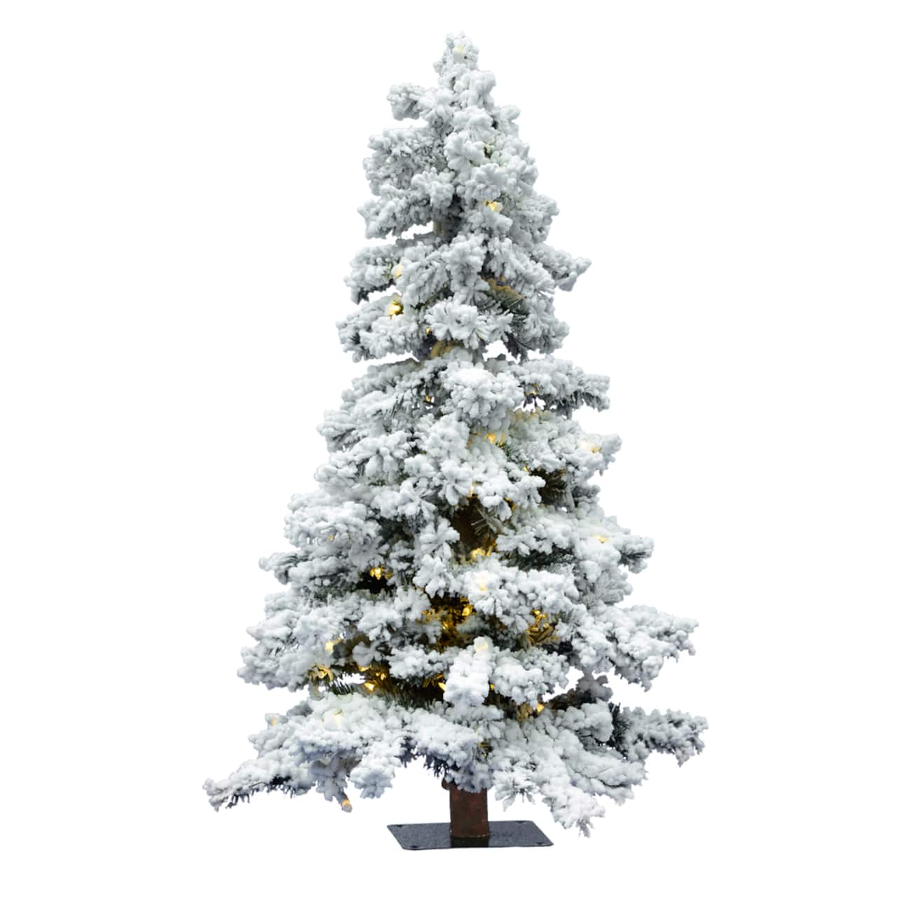 6ft. Pre-Lit Flocked Spruce Artificial Christmas Tree, Warm White Dura-Lit™ LED Lights
